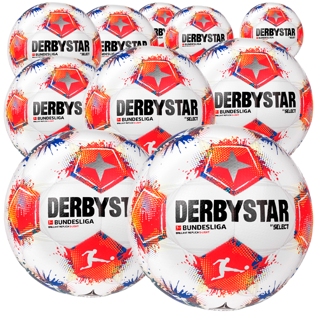 10 Stck. DERBYSTAR Bundesliga Brillant Replica s-light 2025/26