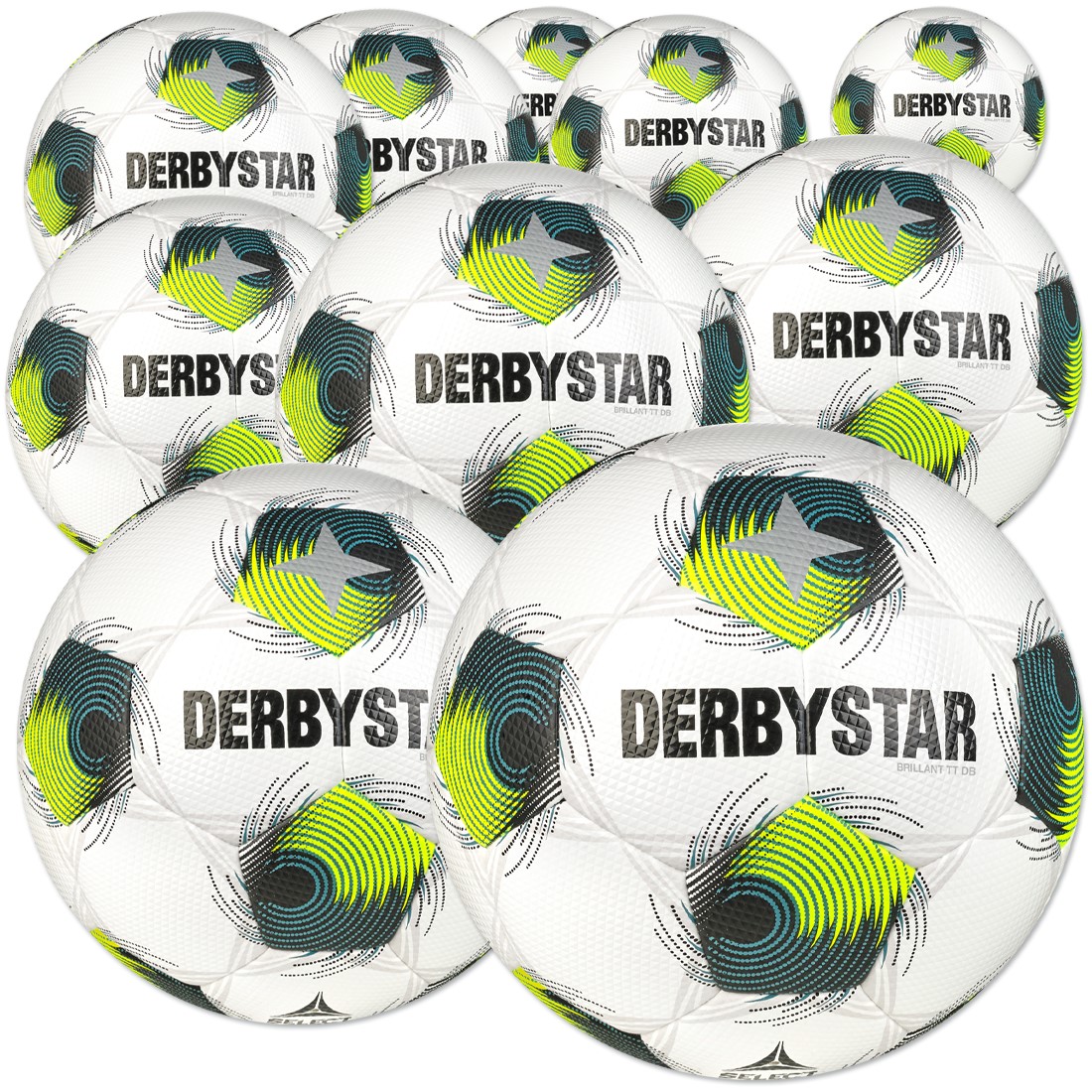Derbystar Brillant TT Dual Bonded Trainingsfußball im Ballpaket