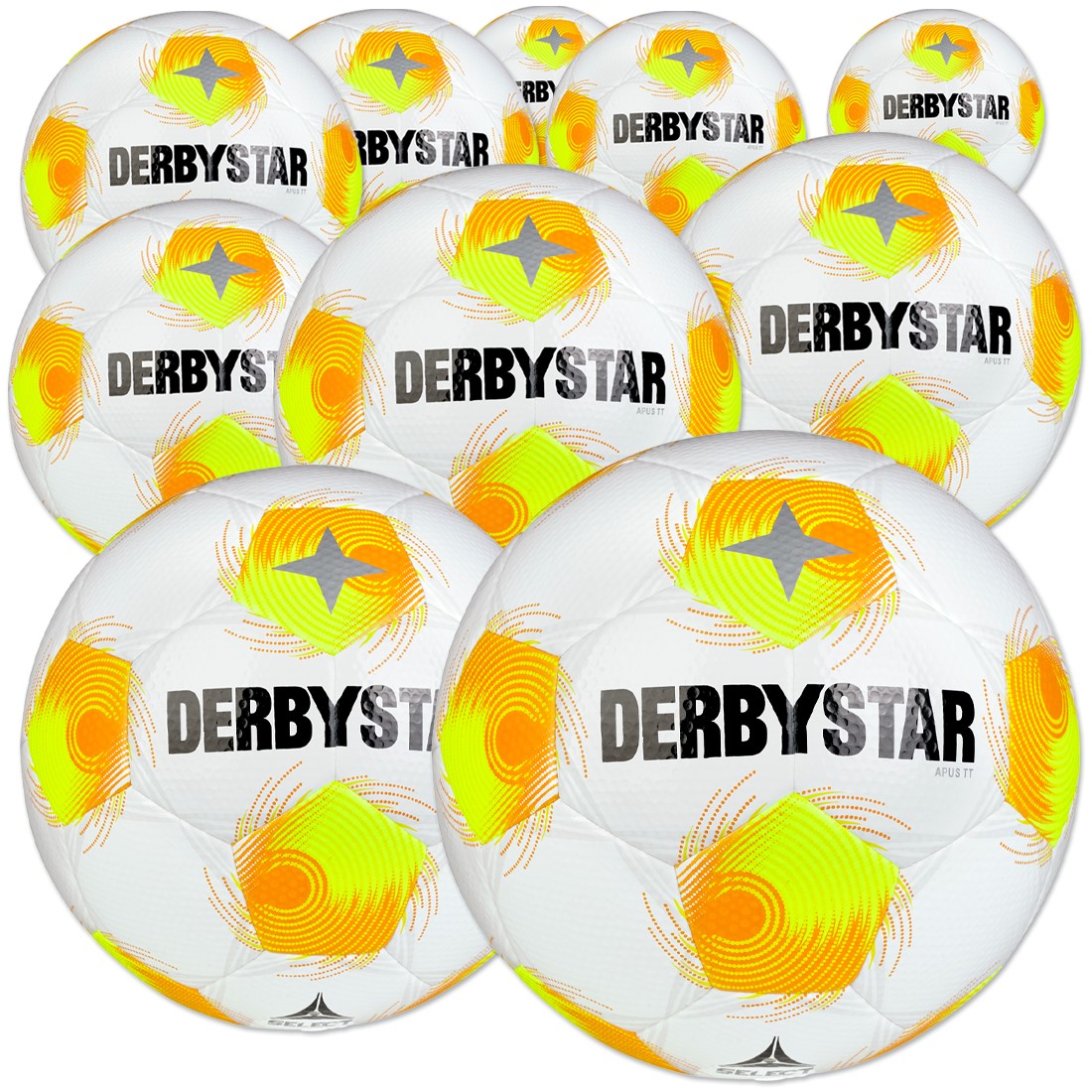 Ballpaket: 10× Derbystar Apus TT – Trainingsbälle Größe 5 (Dual Bonded, FIFA BASIC)