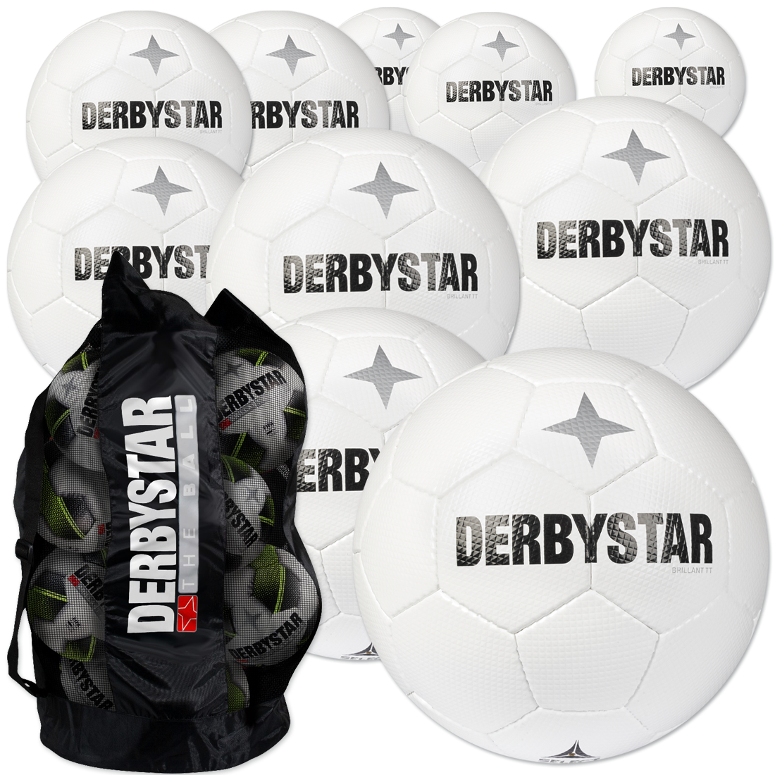 10 Stck. Derbystar Brillant TT Classic Ballpaket + Ballsack