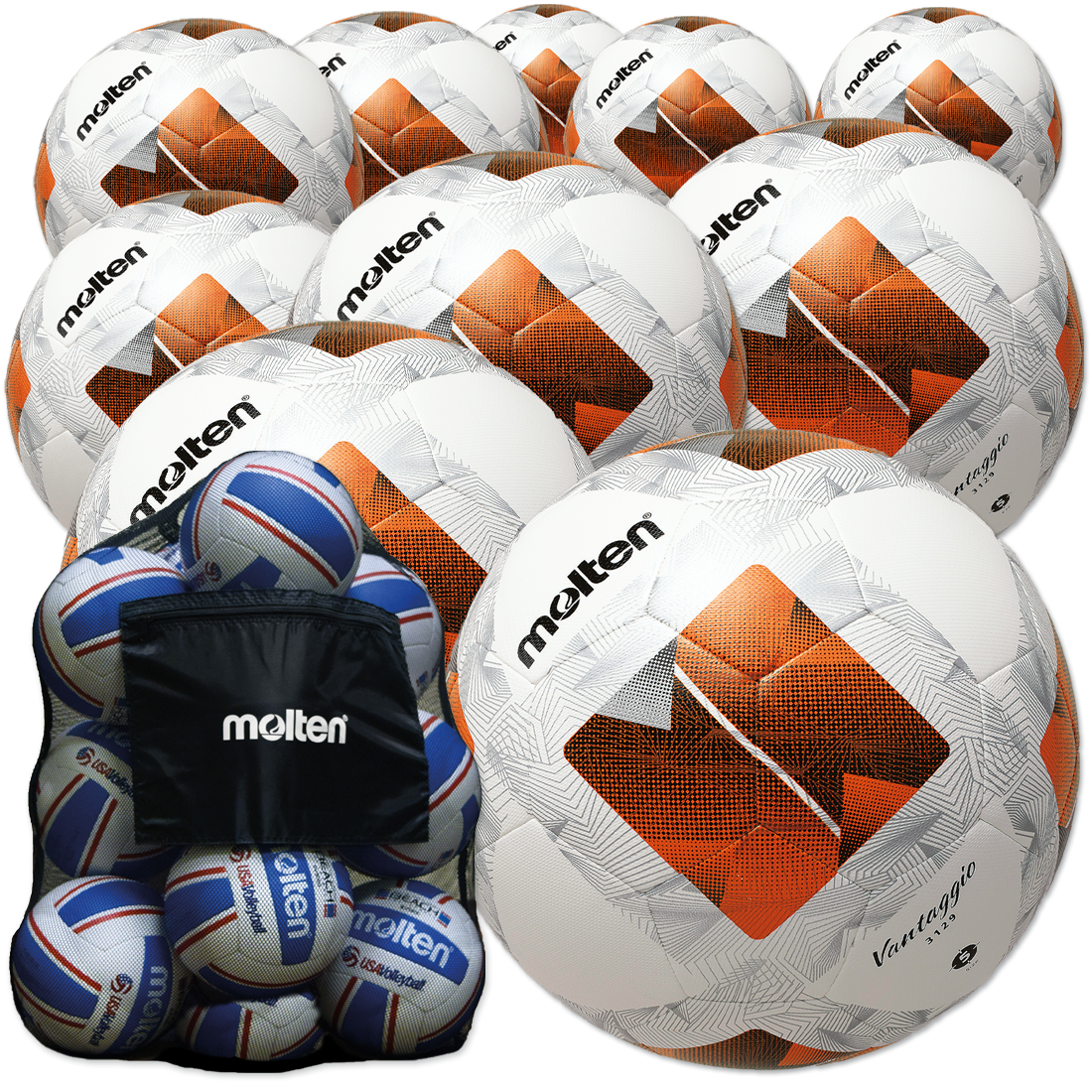 Ballpaket Molten Vantaggio 290g Gr.5 Kinderfußbälle + Ballsack