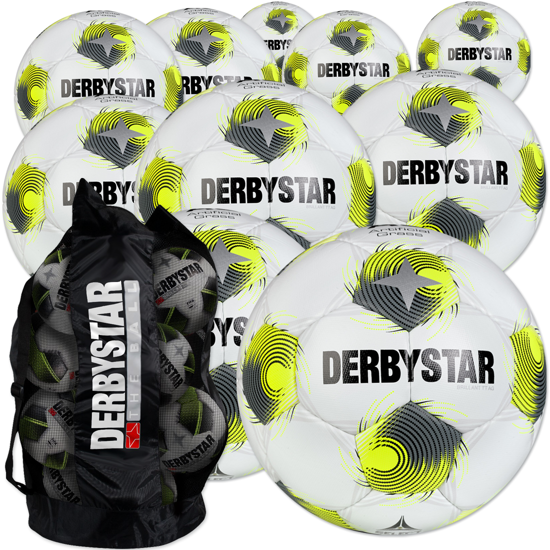 10 Stck. Derbystar Brillant TT AG für Kunstrasen mit Ballsack