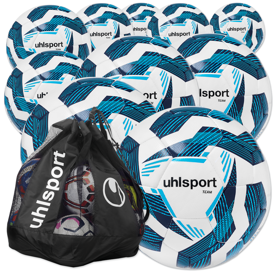 10 Stck. Uhlsport Team Gr. 3 mit Ballsack