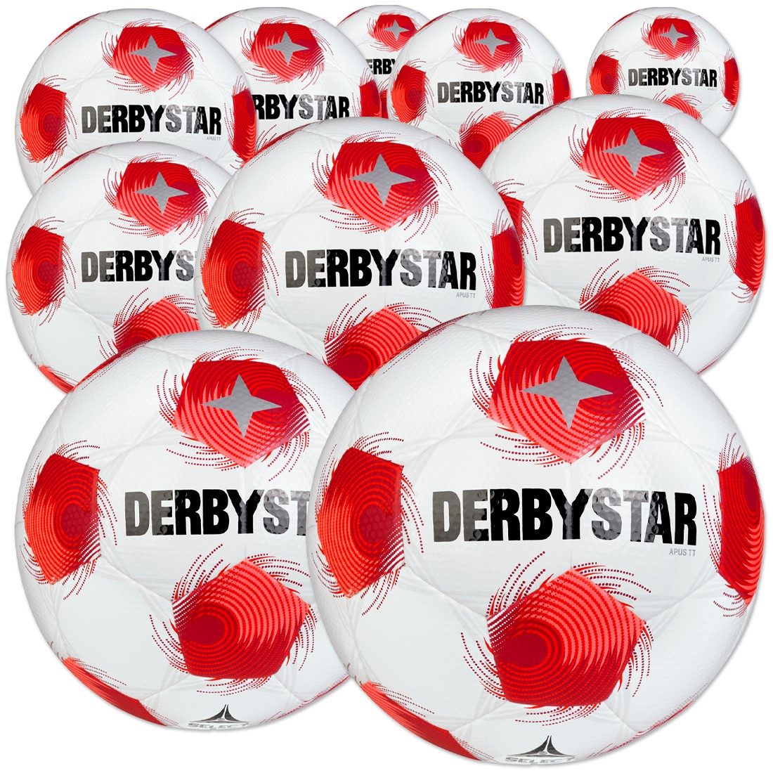 Ballpaket: 10× Derbystar Apus TT – Trainingsbälle Größe 5 (Dual Bonded, FIFA BASIC)