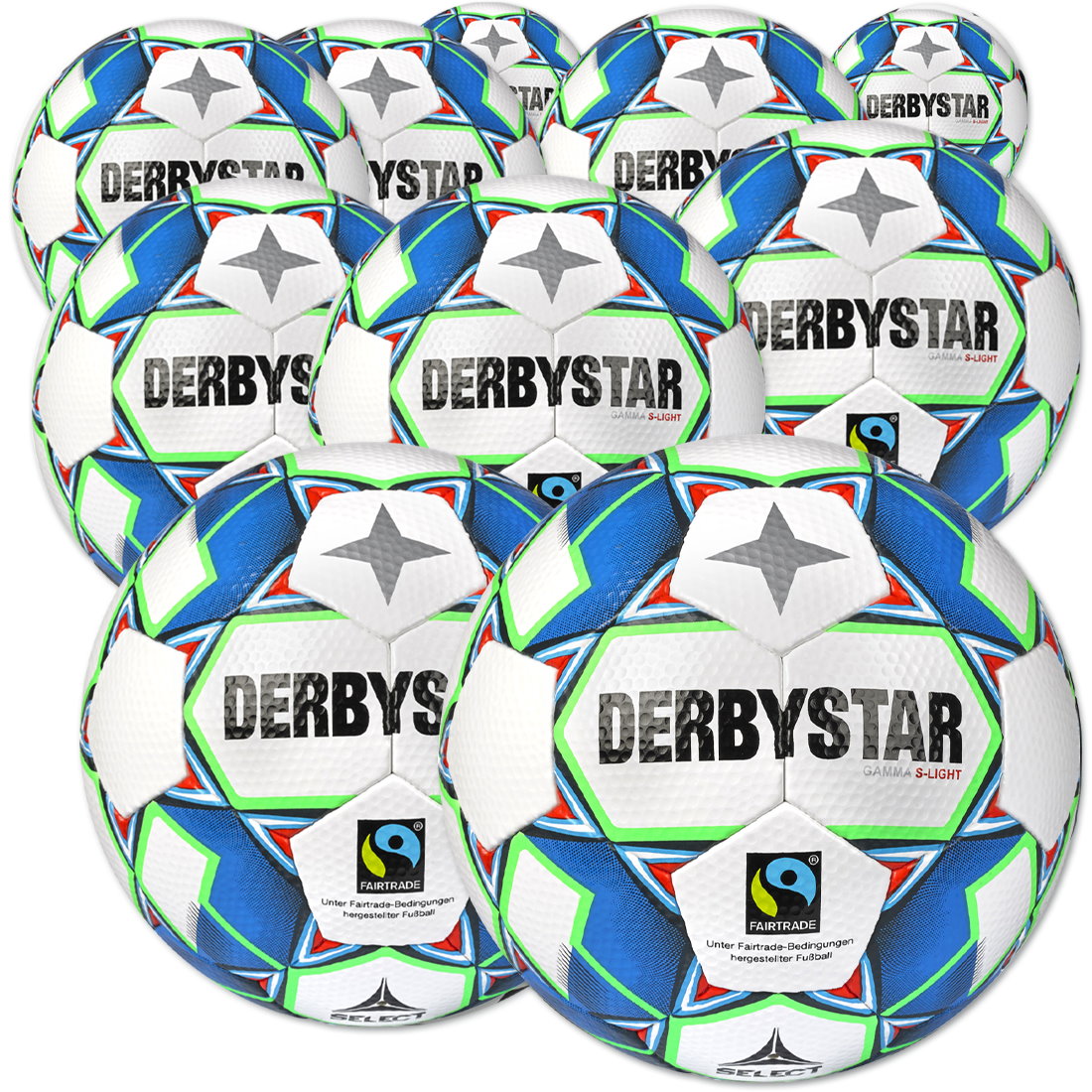 ABVERKAUF - Derbystar 10 Stck. Gamma TT light Jugendfußball Ballpaket