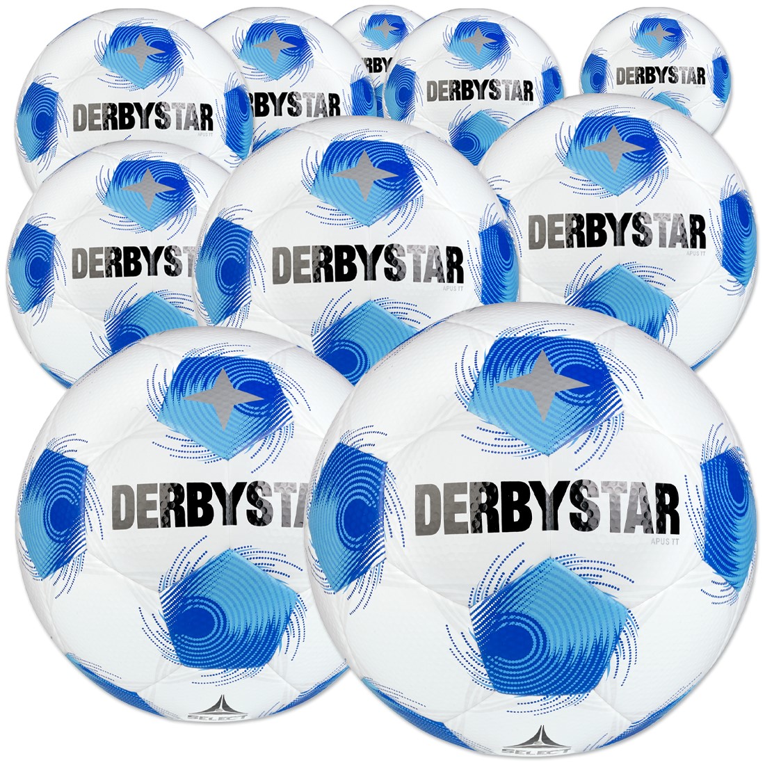 Ballpaket: 10× Derbystar Apus TT – Trainingsbälle Größe 5 (Dual Bonded, FIFA BASIC)