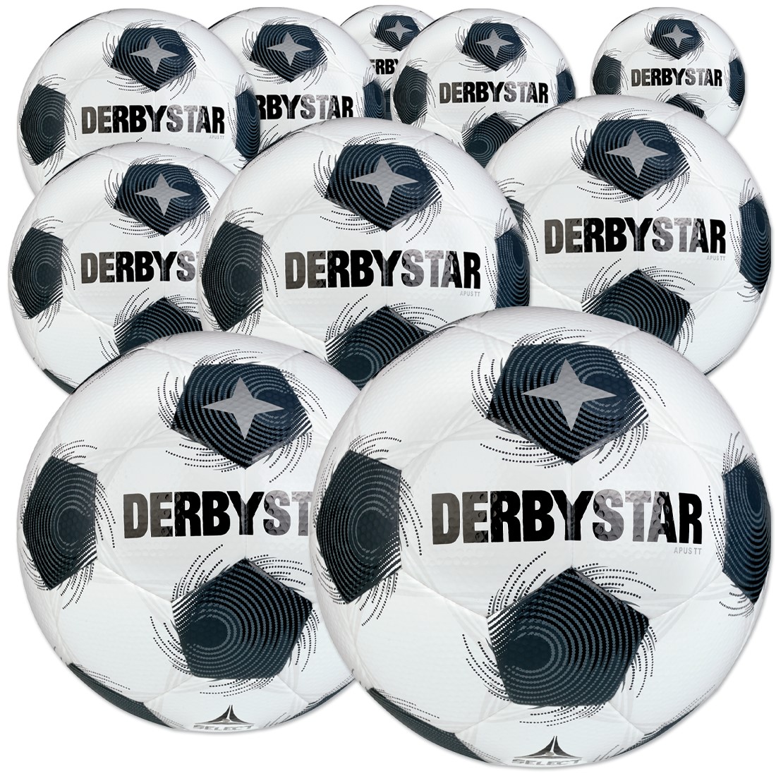 Ballpaket: 10× Derbystar Apus TT – Trainingsbälle Größe 5 (Dual Bonded, FIFA BASIC)
