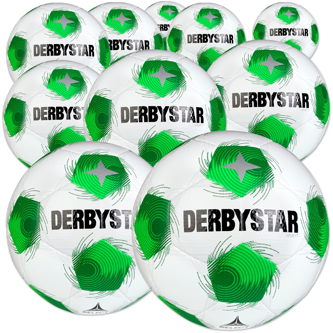 Ballpaket: 10× Derbystar Apus TT – Trainingsbälle Größe 5 (Dual Bonded, FIFA BASIC)