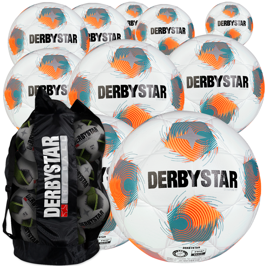 10 x Derbystar Stratos TT Ballpaket + Ballsack